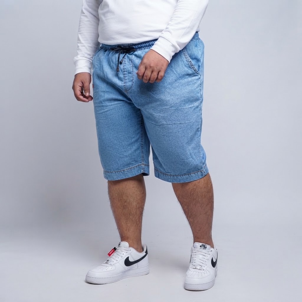 Celana Pendek Rileks Katun Denim Big Size Warna Bioblitz | bigjordan
