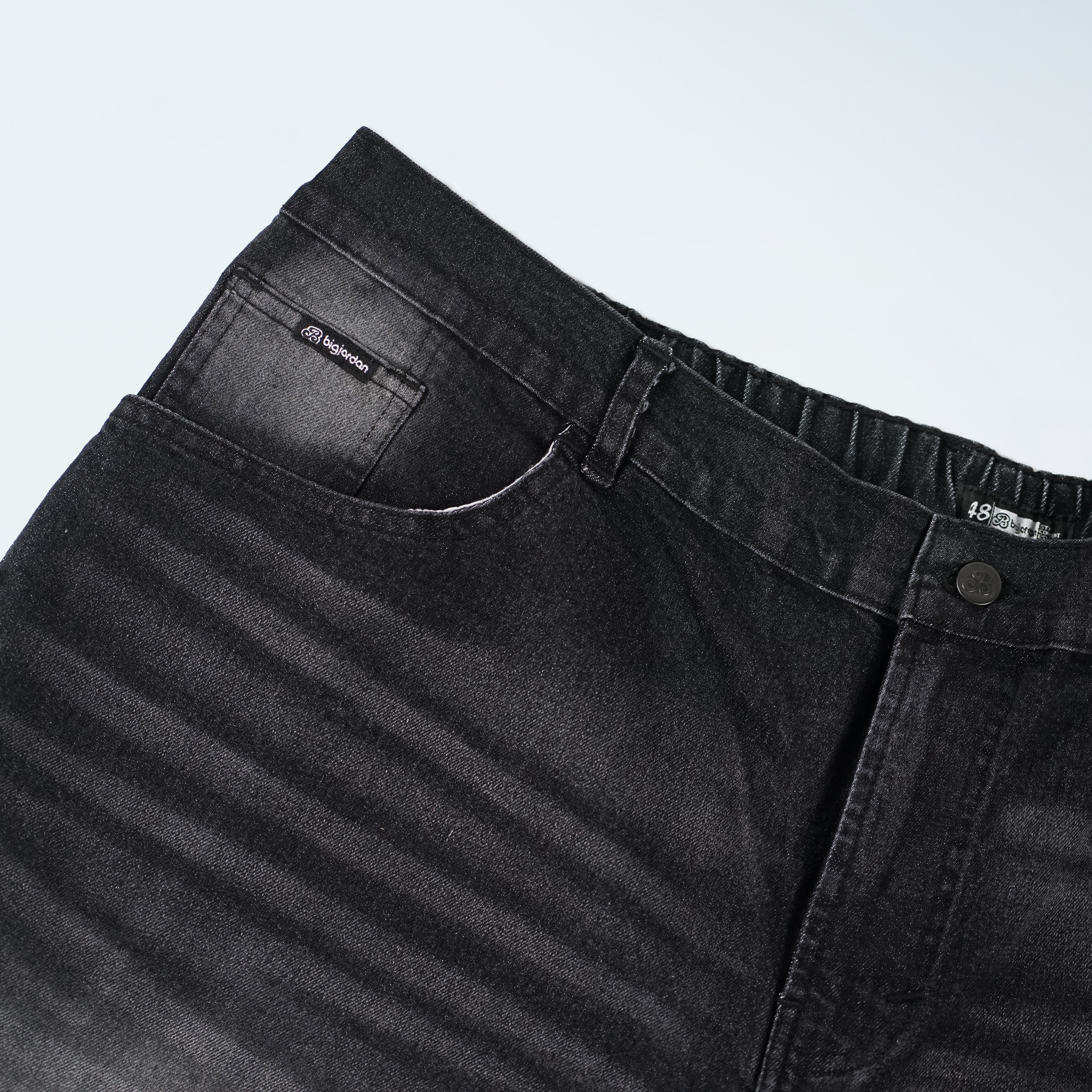 Forzano - Celana Jeans Pendek Jorts Pria Stretch Washed Black Big Size 42-54 | bigjordan 6