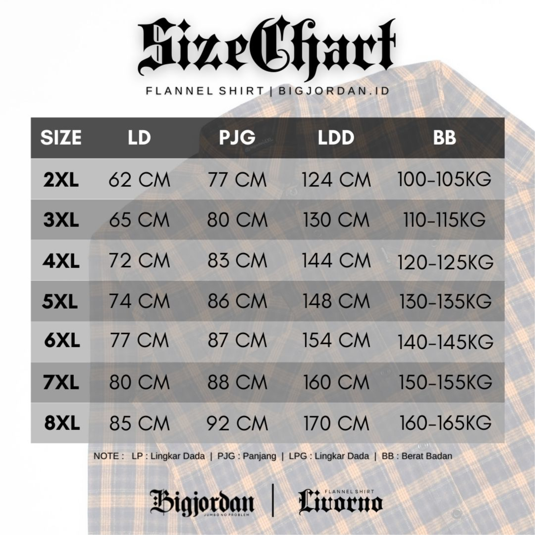 LIVORNO - Kemeja Flannel Big Size Pria Ukuran Jumbo 4XL-8XL | bigjordan 6