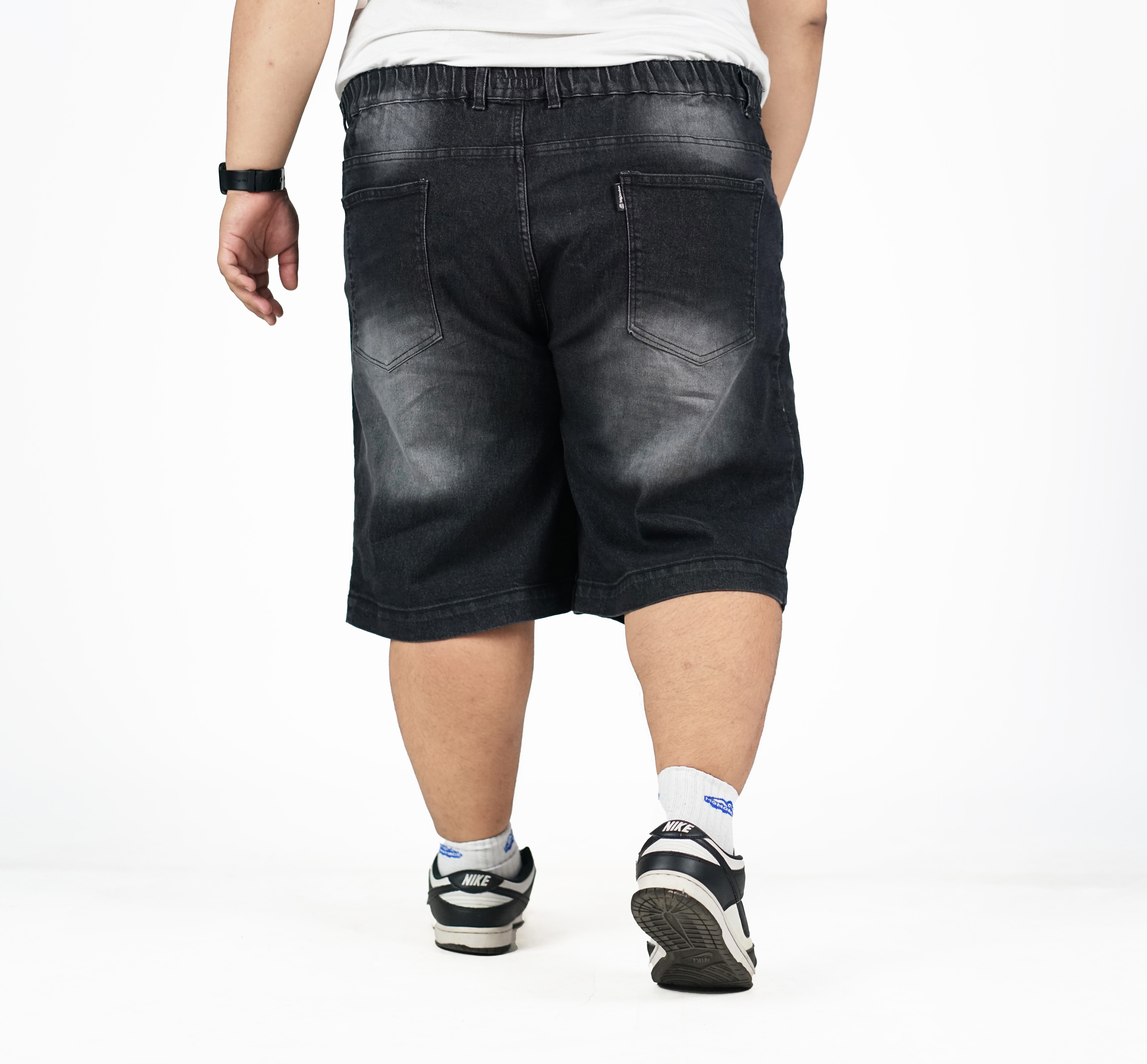 Forzano - Celana Jeans Pendek Jorts Pria Stretch Washed Black Big Size 42-54 | bigjordan 3
