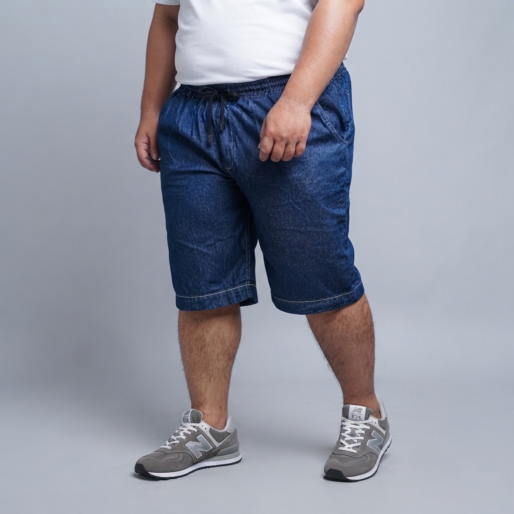 Celana Pendek Rileks Katun Denim Big Size Warna Biowash | bigjordan