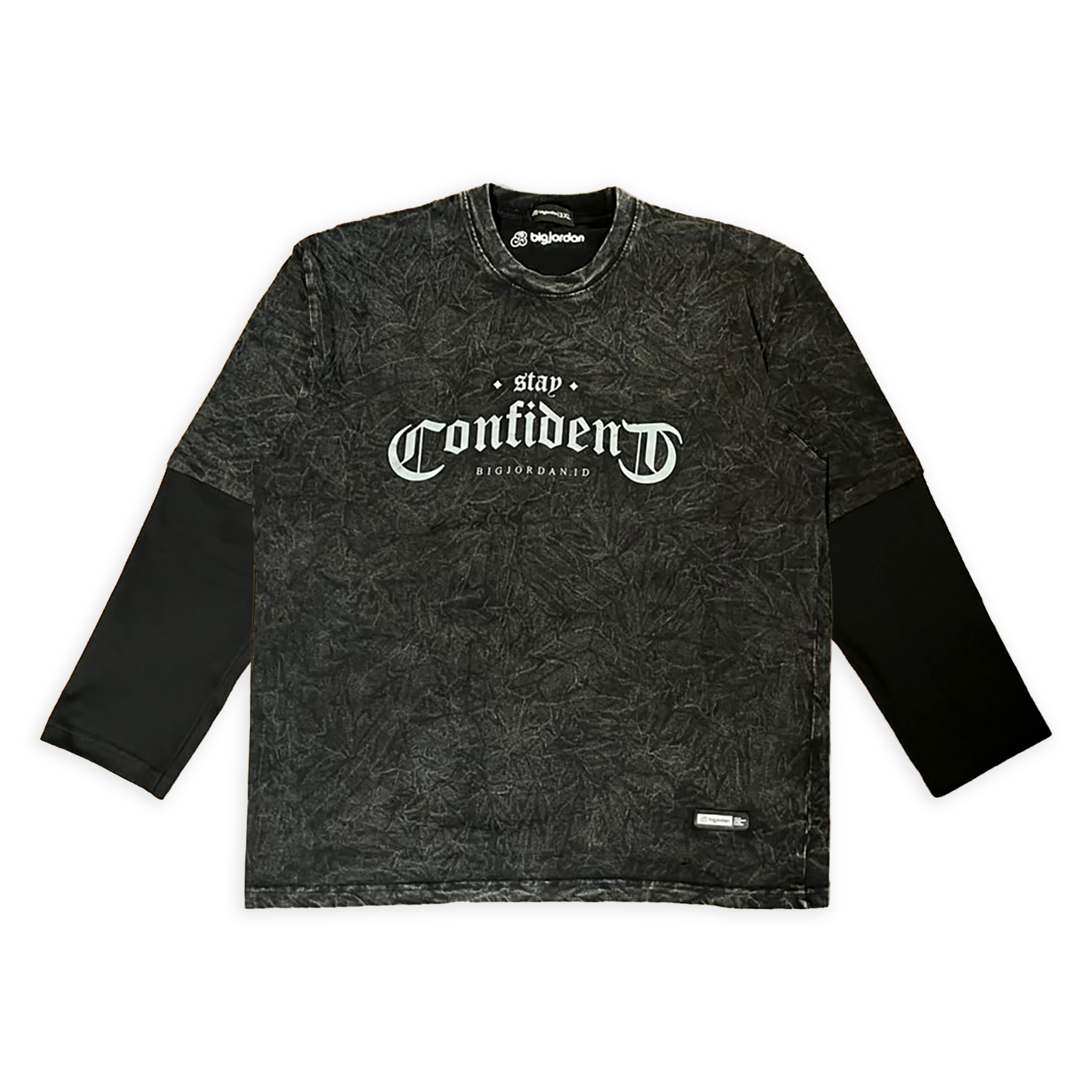 BigJordan Kaos Washed Double Layer Big Size Stay Confident Cotton Combed 24s Pria Jumbo 3XL–8XL 4