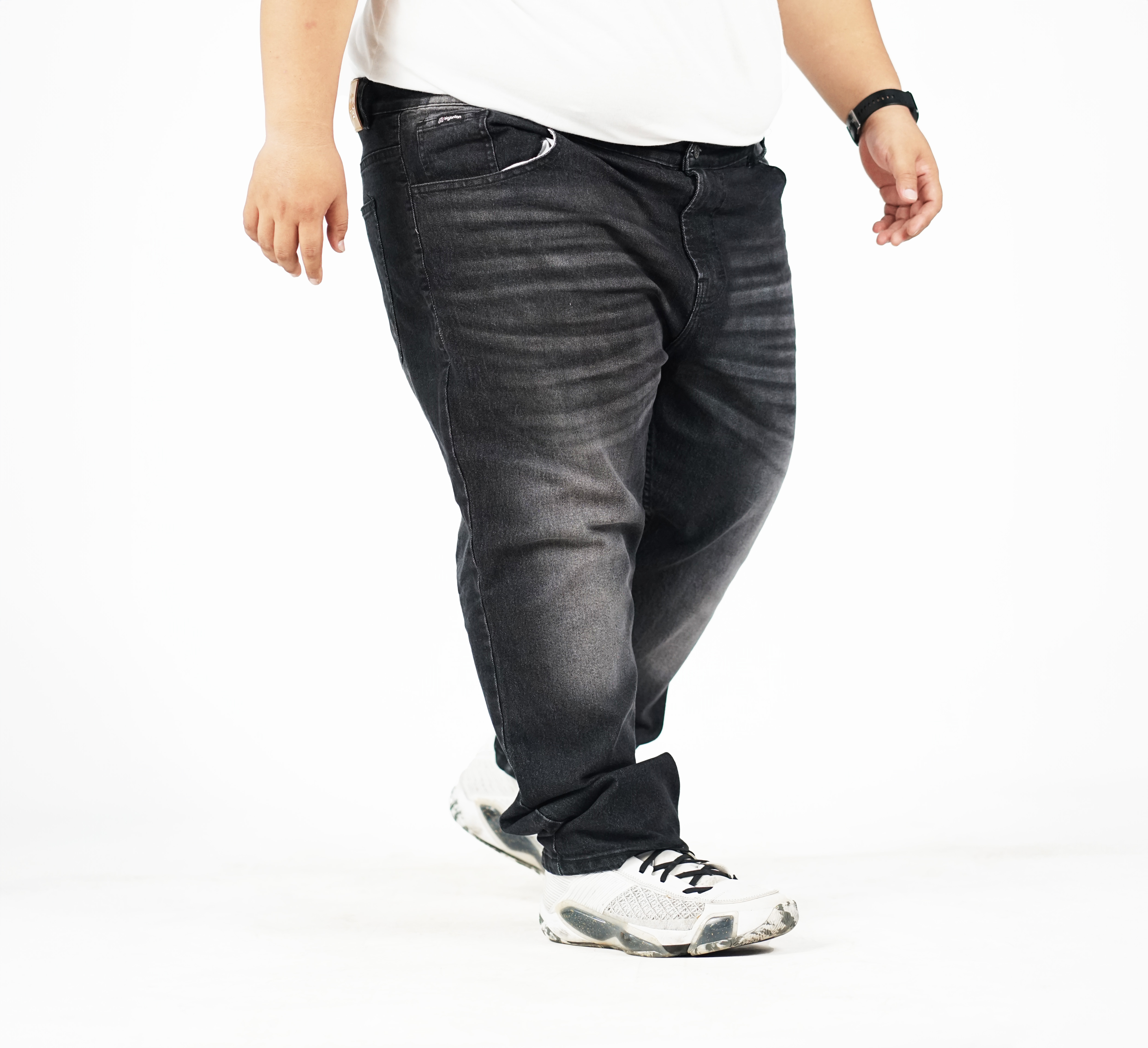 BigJordan - HOGAN Celana Jeans Pria Big Size Washed Black Denim Slimfit Stretch 9