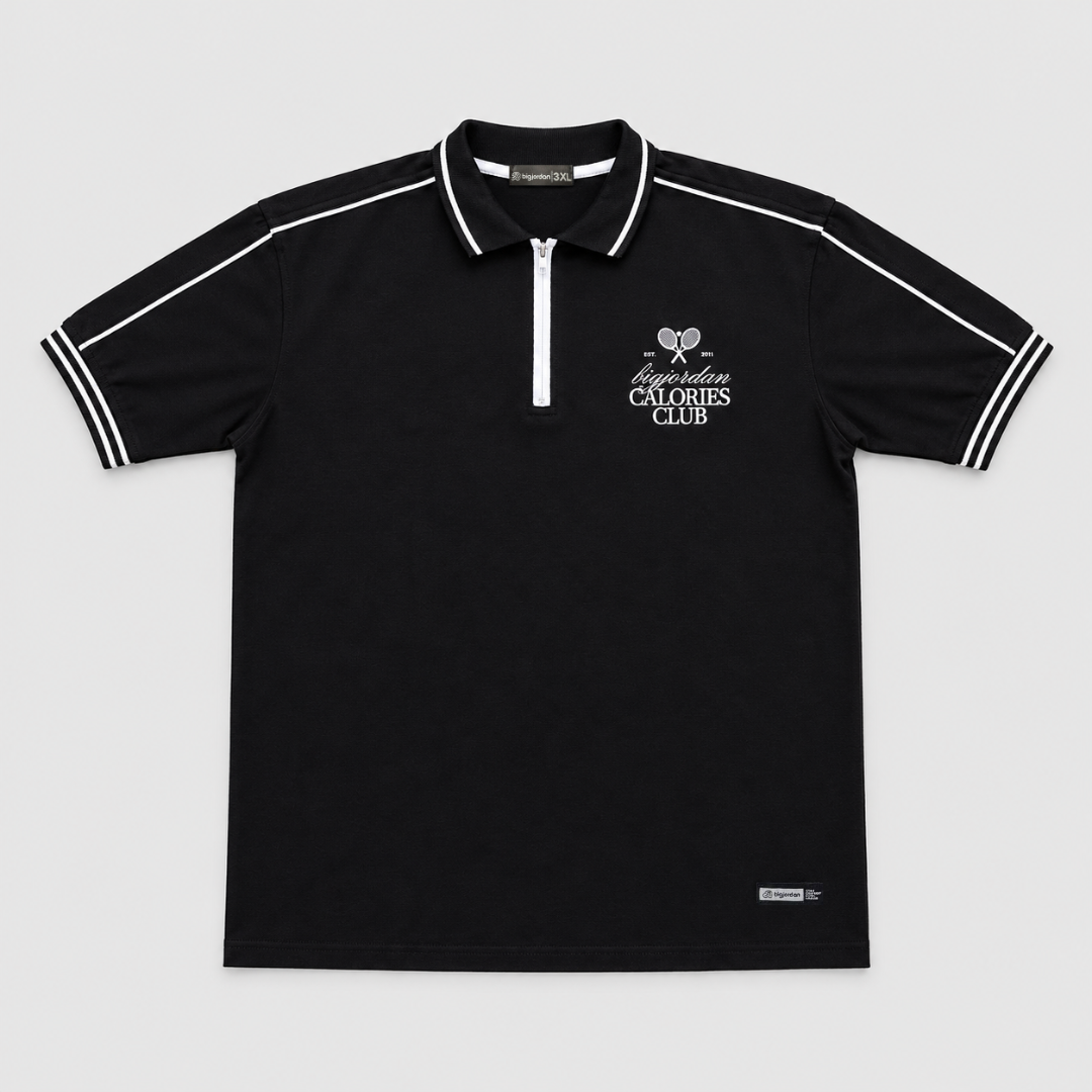 Bigjordan Calories Club Zipper Polo Shirt Black Baju Polo Pria Jumbo Big Size Lengan Pendek 5