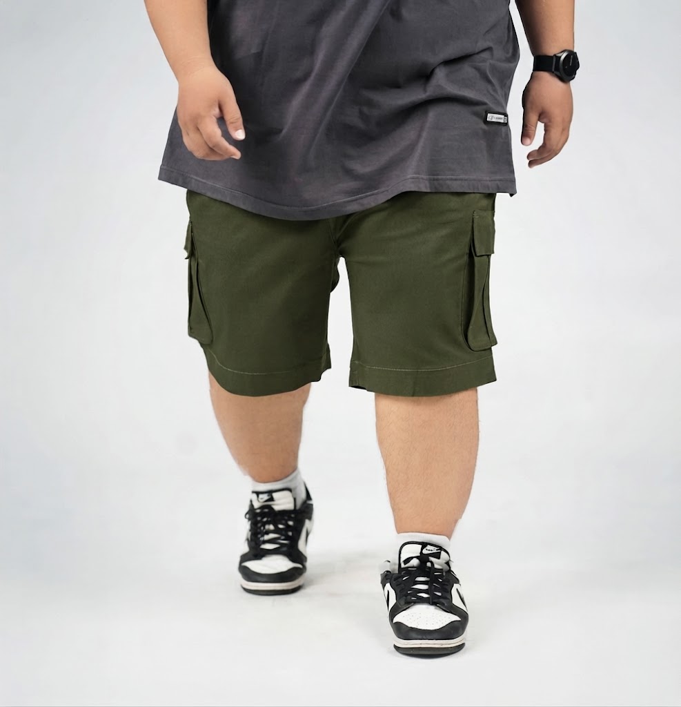 ALDENTINO - Celana Kargo Pendek Big Size Pria Warna Hijau Size 42–52 — BigJordan