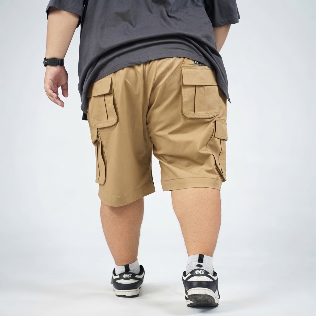 ALDENTINO - Celana Kargo Pendek Big Size Pria Warna Khaki Size 42–52 — BigJordan 3