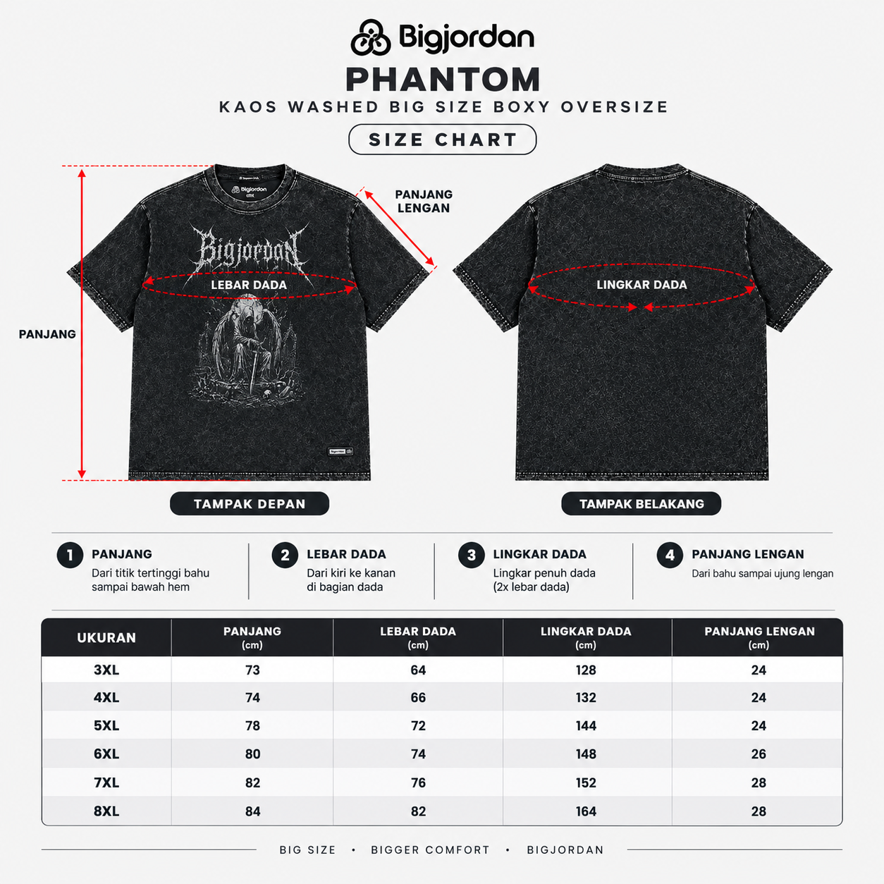 Bigjordan - Phantom Kaos Washed Big Size Boxy Oversize Cotton Combed 24s 4