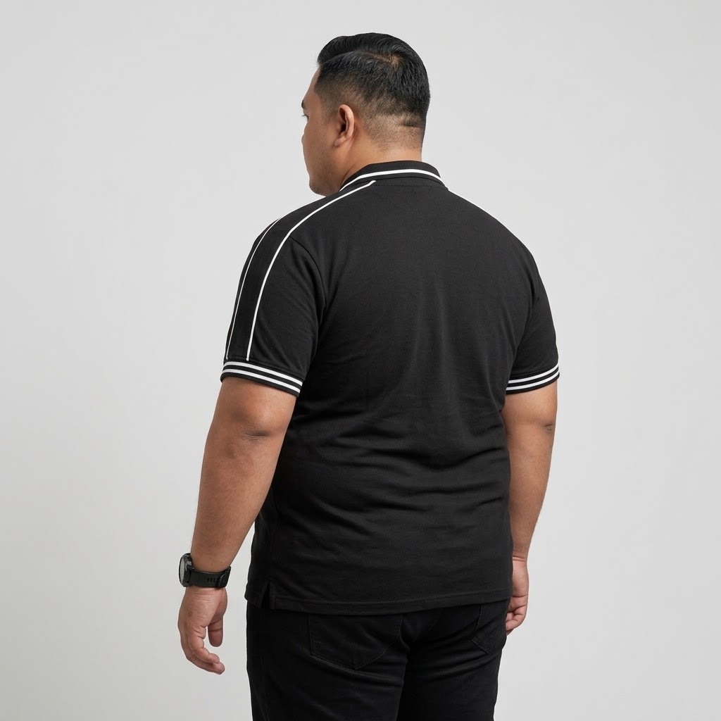Bigjordan Calories Club Zipper Polo Shirt Black Baju Polo Pria Jumbo Big Size Lengan Pendek 3