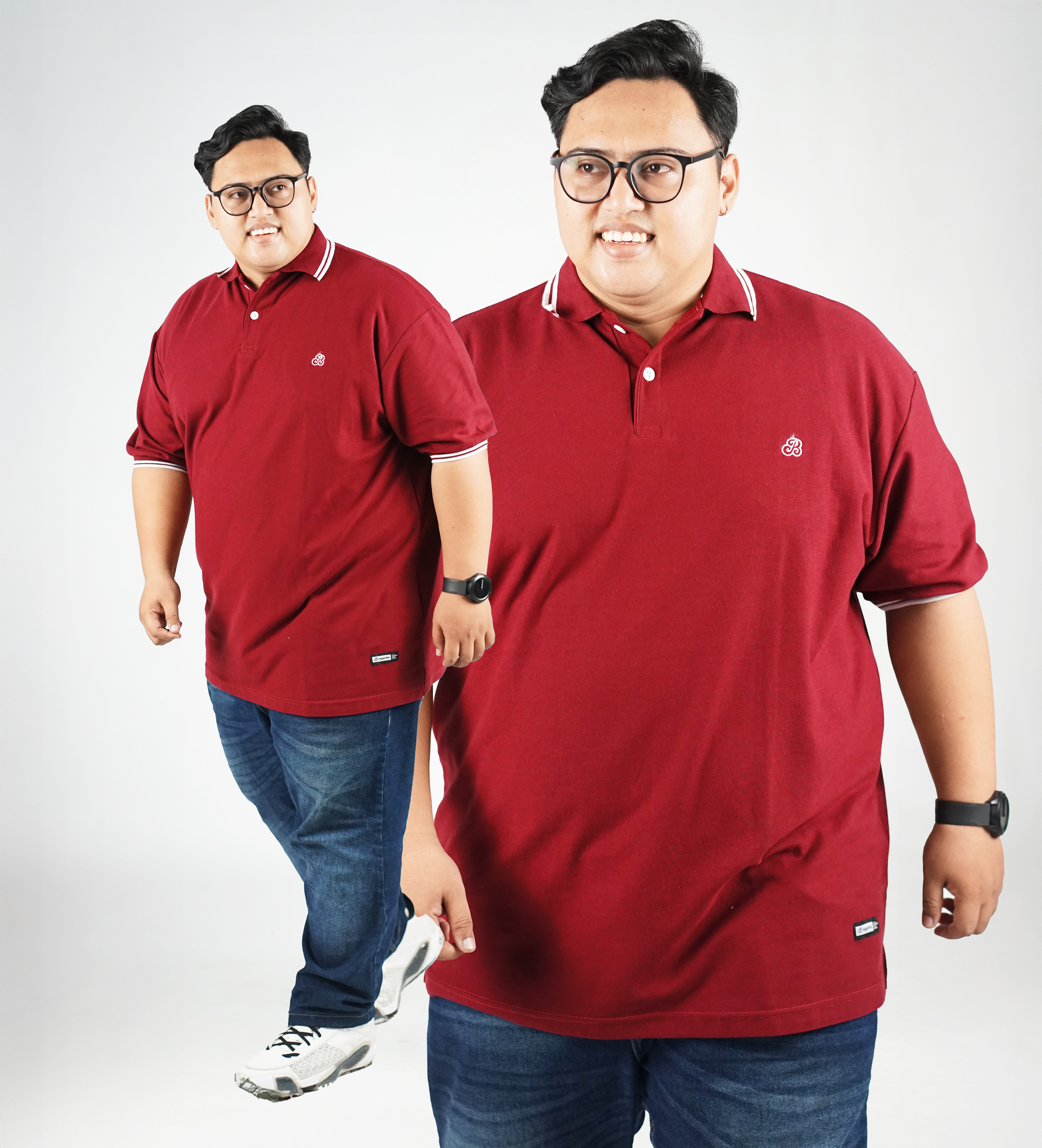 MARONE - POLO SHIRT MAROON LIST PUTIH 4