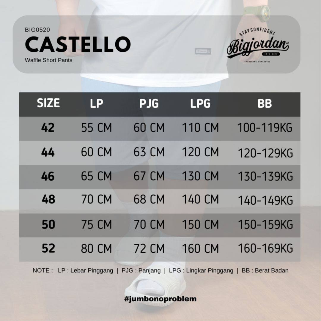 CASTELLO - CELANA KOLOR PENDEK WAFFLE STEEL BLUE 3
