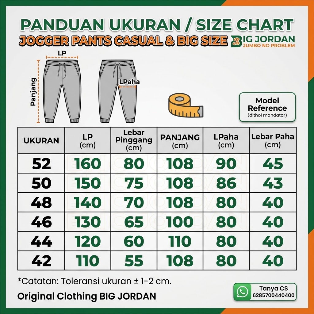 BigJordan Zuma Jogger Pants Big Size Ukuran Jumbo 42-44 - Abu Muda Misty 3