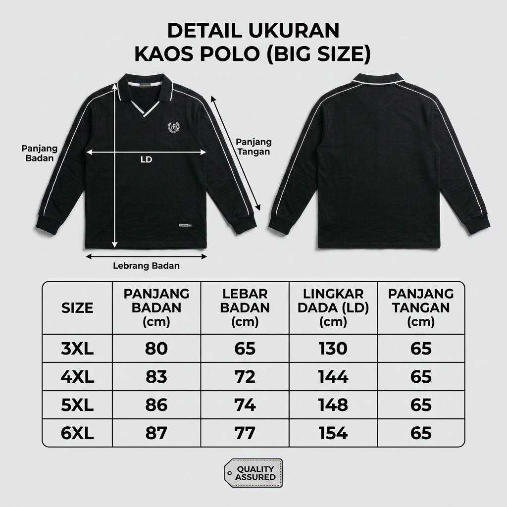 Weston - Polo Shirt Hitam Lengan Panjang Big Size | bigjordan 5