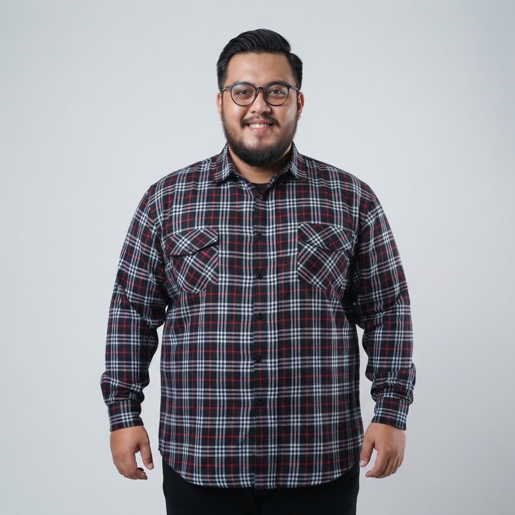 ROMEO BLACK - Kemeja Flannel Big Size Pria Ukuran Jumbo 4XL-8XL | bigjordan