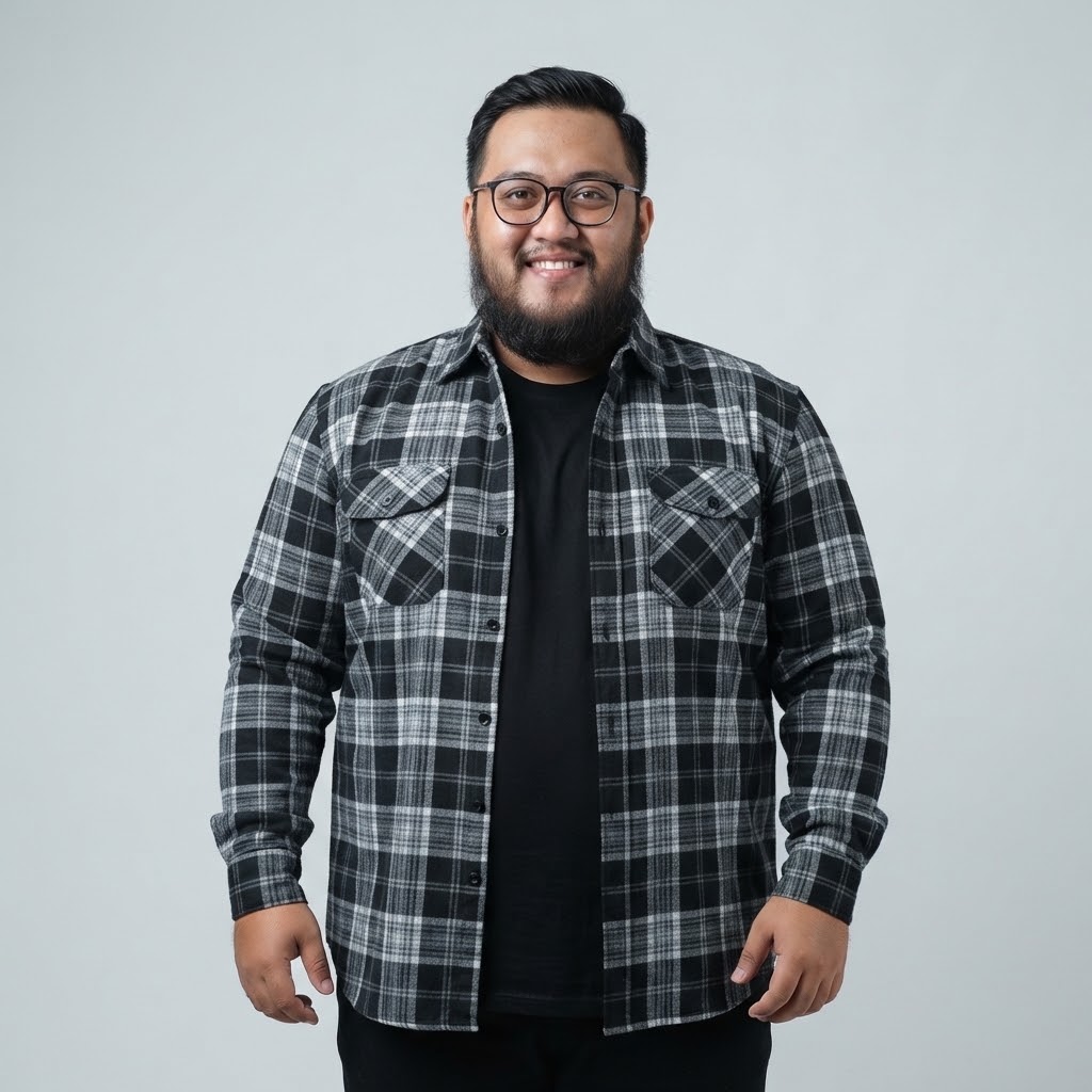 COLE BLACK - Kemeja Flannel Big Size Pria Ukuran Jumbo 4XL-8XL | bigjordan
