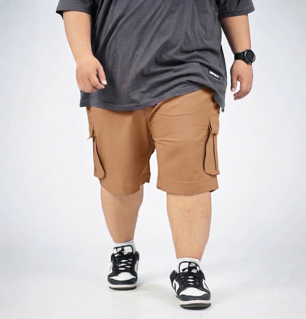 ALDENTINO - Celana Kargo Pendek Big Size Pria Warna Mocca Size 42–52 — BigJordan