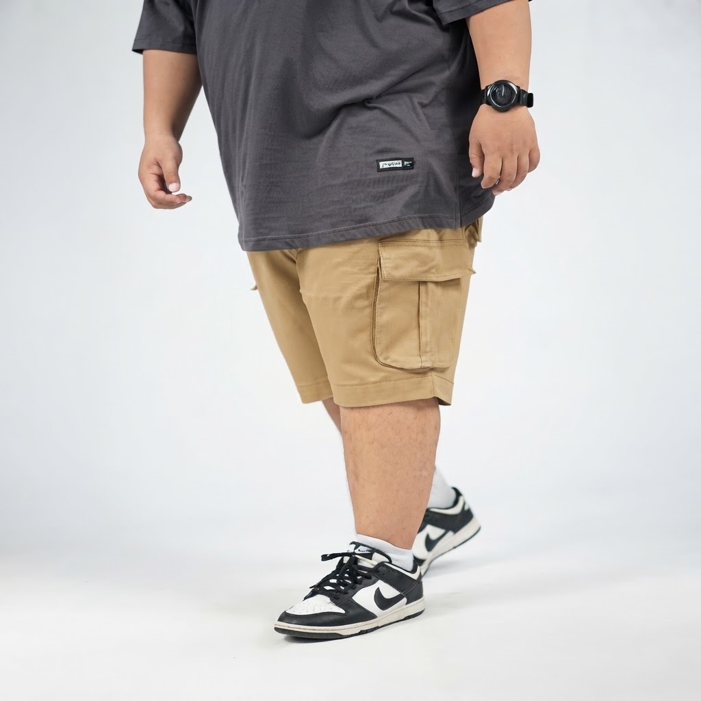 ALDENTINO - Celana Kargo Pendek Big Size Pria Warna Khaki Size 42–52 — BigJordan 2