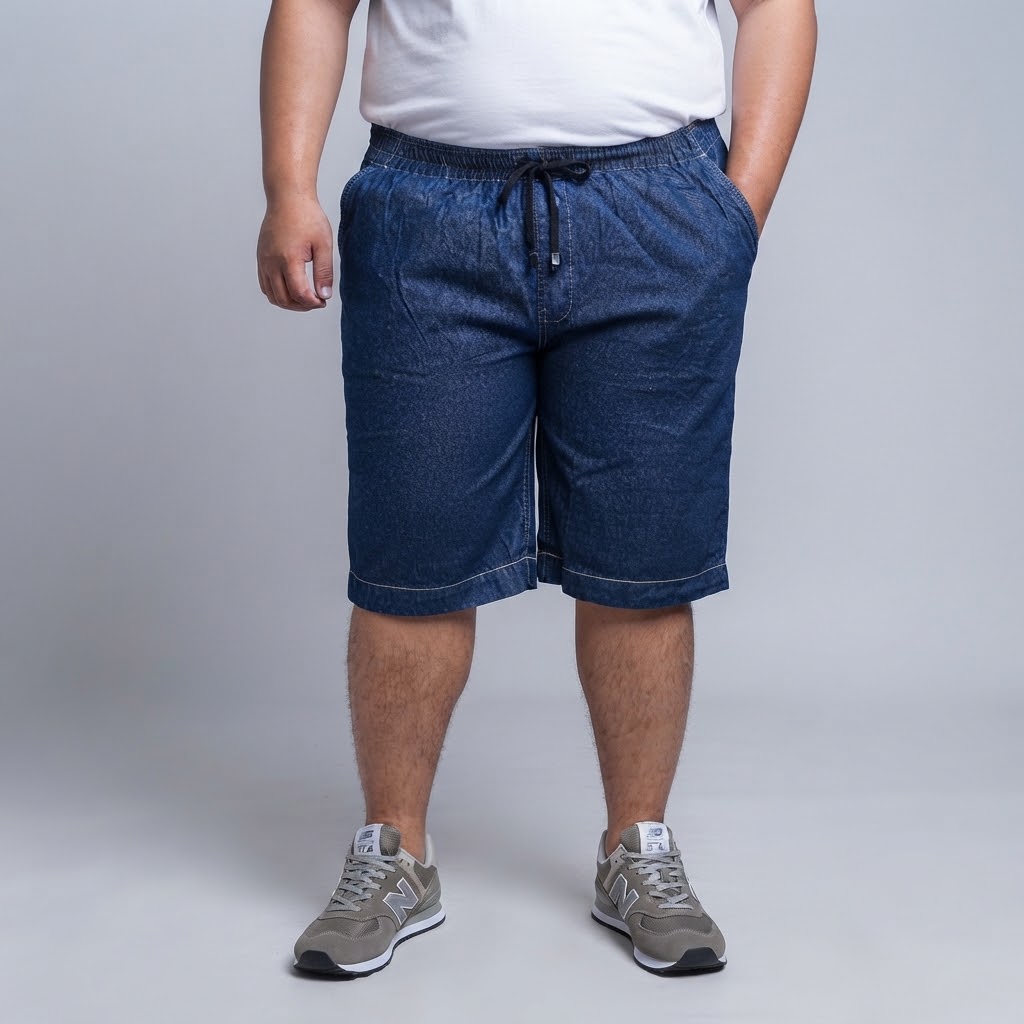 Celana Pendek Rileks Katun Denim Big Size Warna Biowash | bigjordan 2