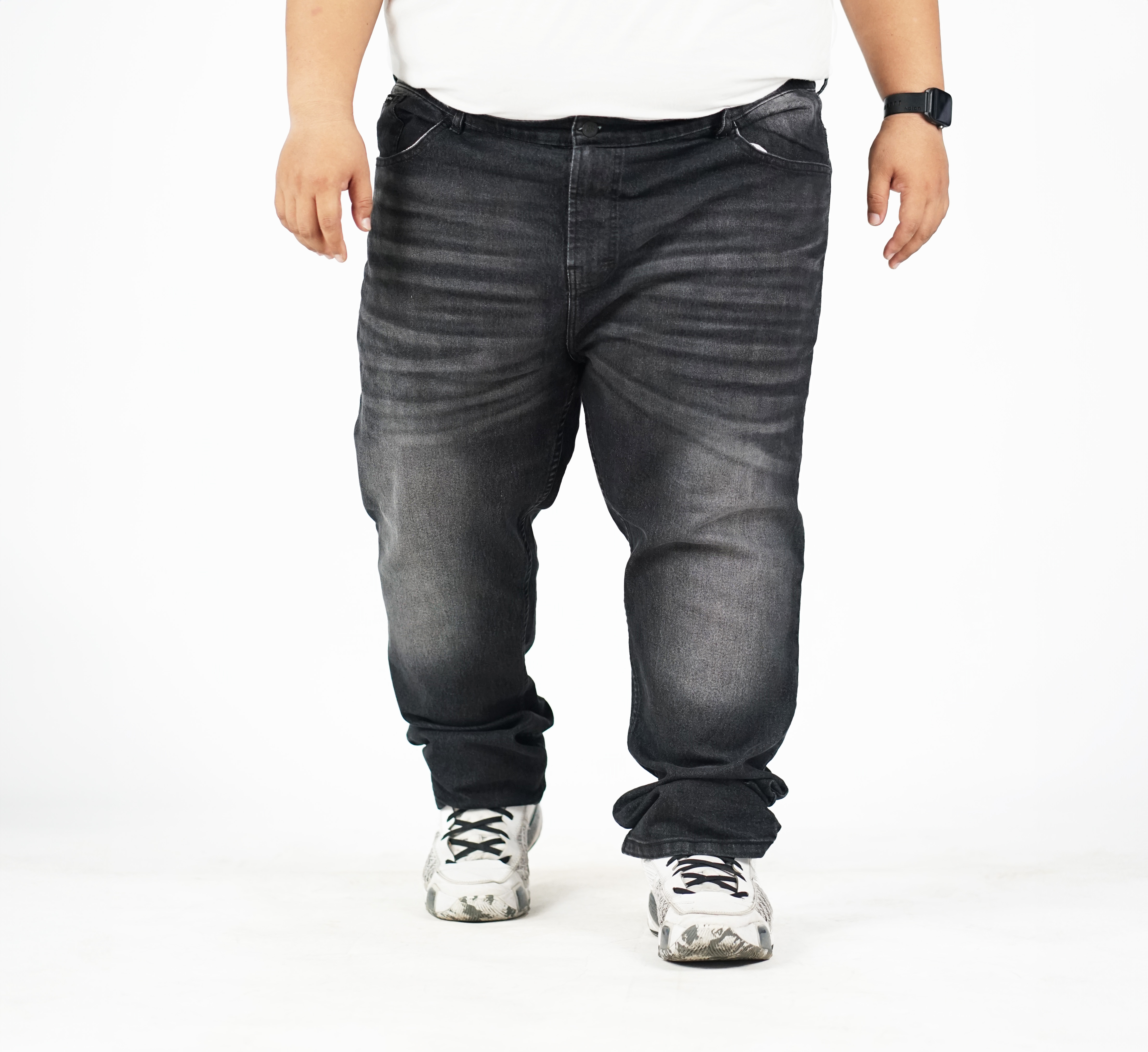 HOGAN Celana Jeans Pria Big Size Washed Black Denim Slimfit Stretch | bigjordan