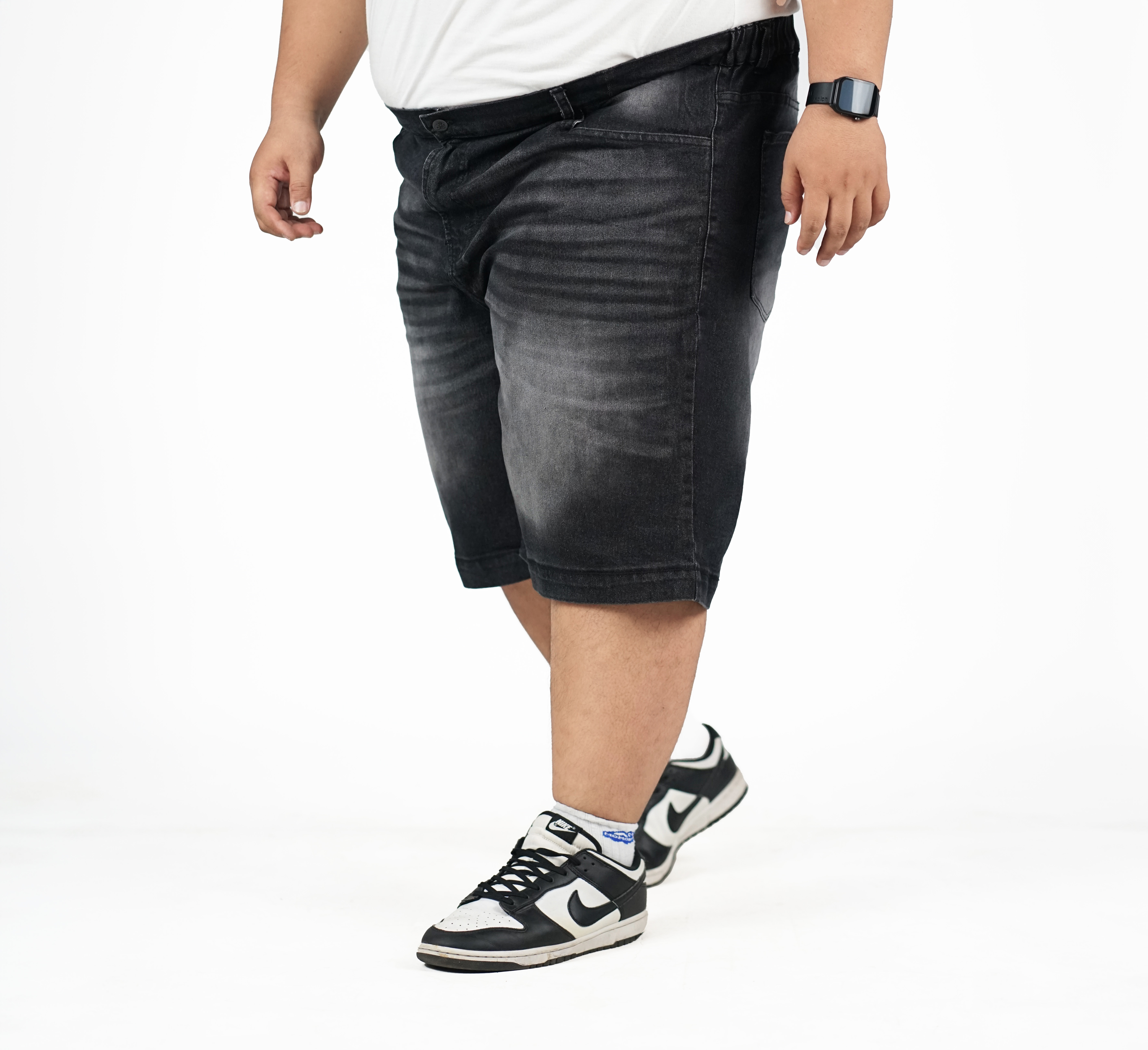Forzano - Celana Jeans Pendek Jorts Pria Stretch Washed Black Big Size 42-54 | bigjordan 2