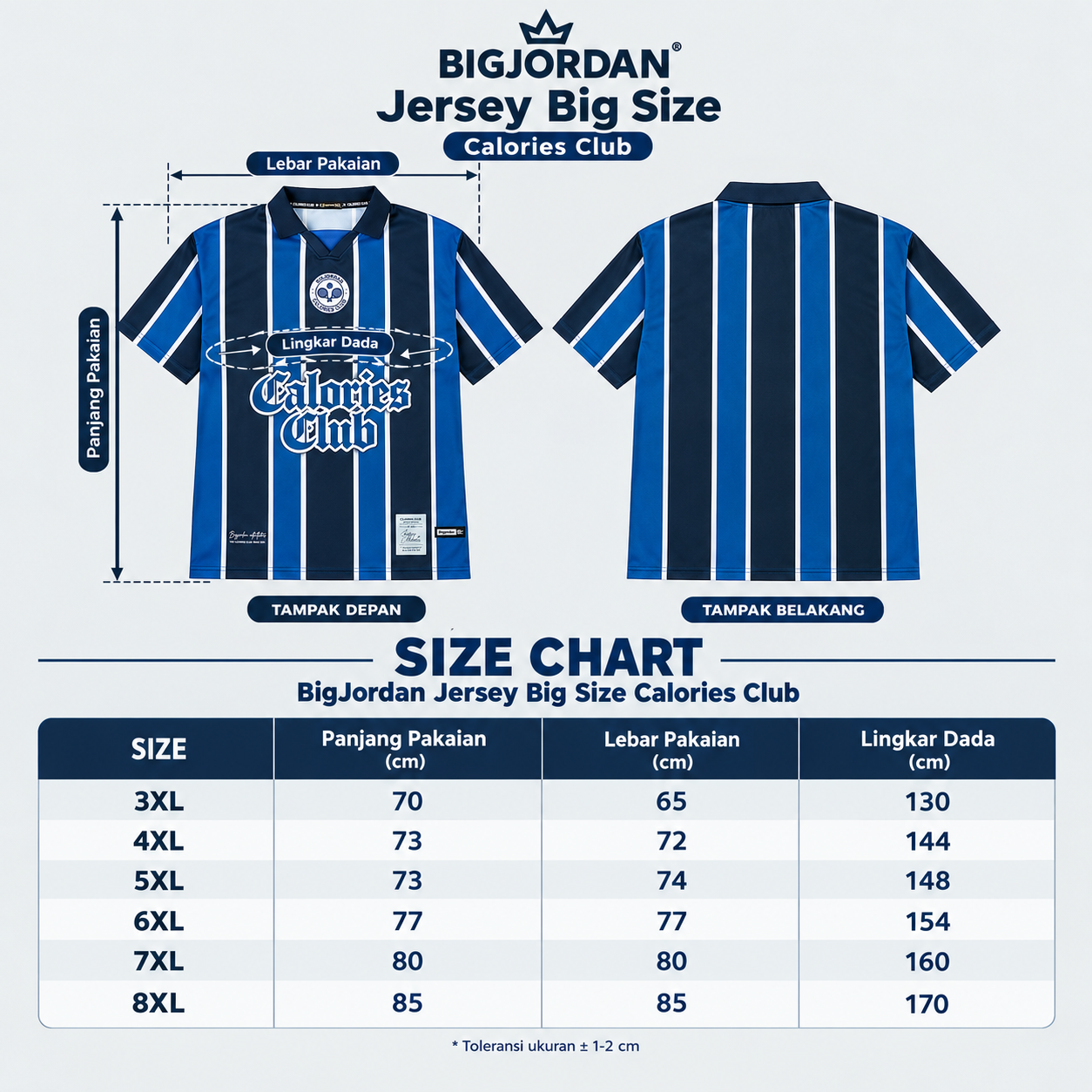 BigJordan Jersey Big Size Calories Club Navy Blue Oversize 5