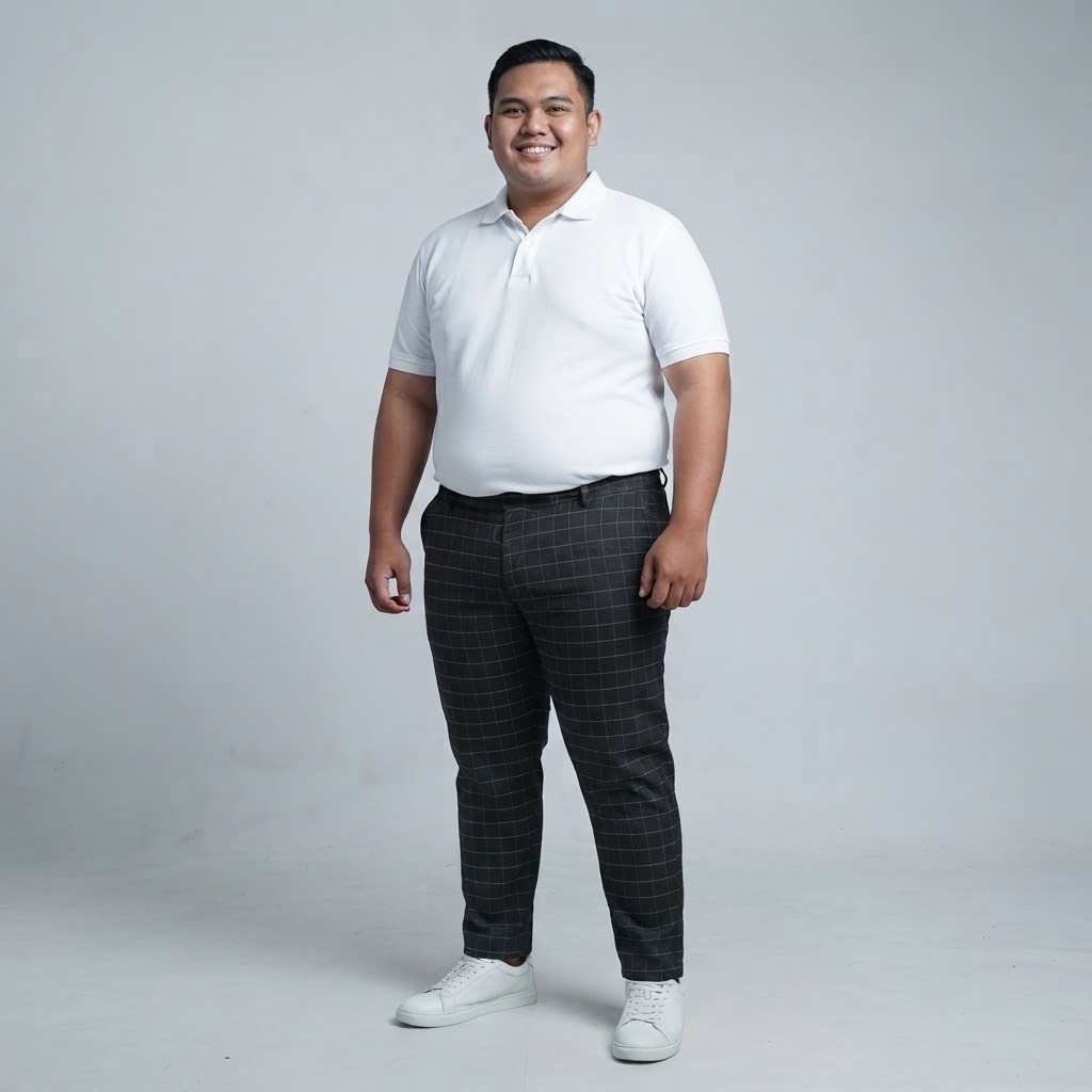 Monza - Celana Panjang Big Size Motif Tartan Hitam | Bigjordan