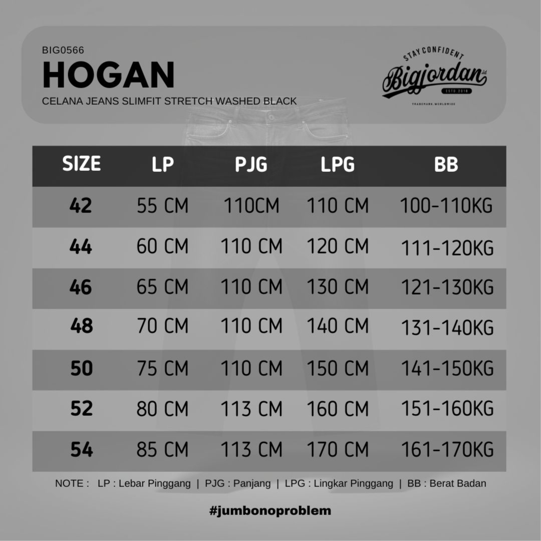 HOGAN Celana Jeans Pria Big Size Washed Black Denim Slimfit Stretch | bigjordan 9