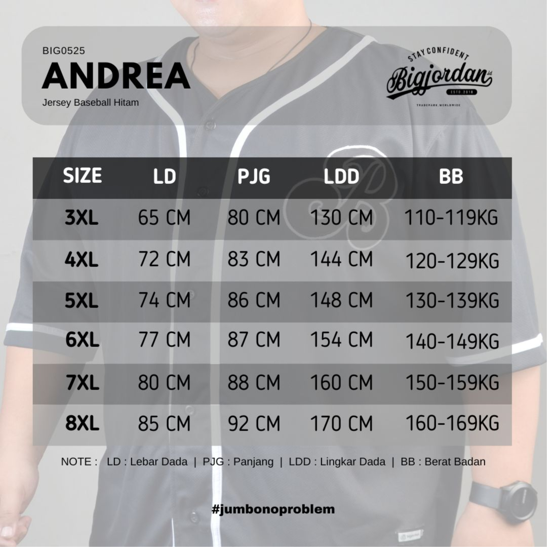 ANDREA - JERSEY BASEBALL HITAM 11