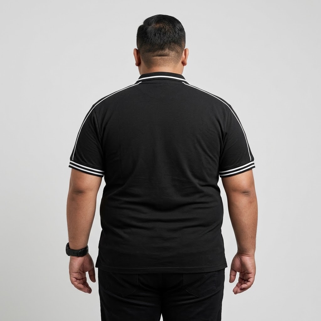 Bigjordan Calories Club Zipper Polo Shirt Black Baju Polo Pria Jumbo Big Size Lengan Pendek 4