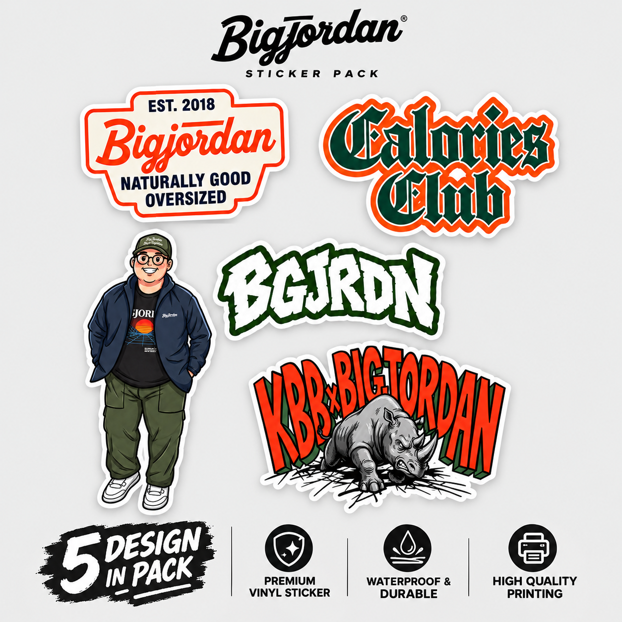 BigJordan Sticker Pack – 5 Desain Stiker Premium Vinyl Waterproof