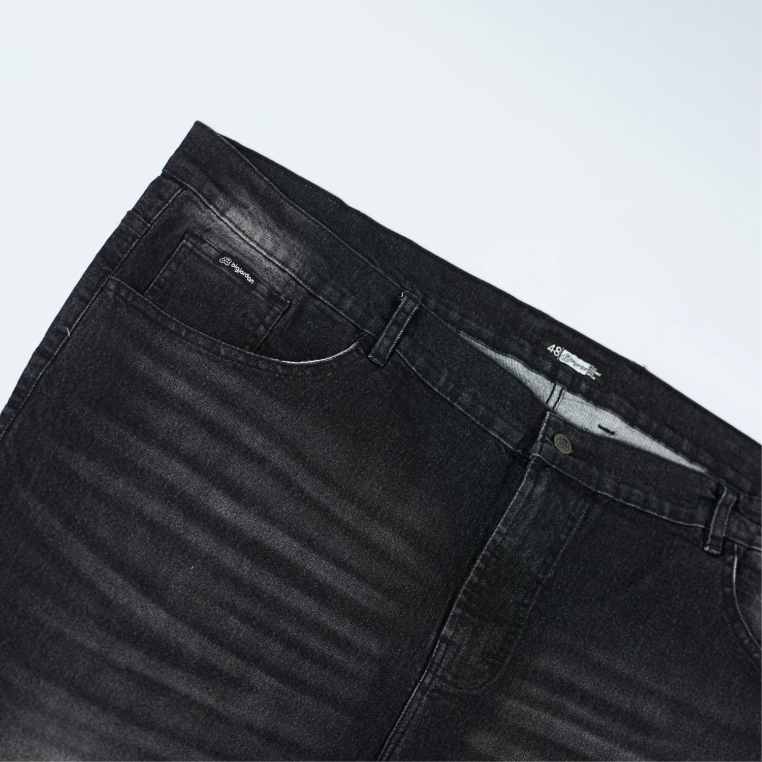 BigJordan - HOGAN Celana Jeans Pria Big Size Washed Black Denim Slimfit Stretch 2